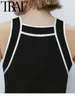 Vrouwen Tanks Traf 2024 Mode Voor Vrouwen Crop Mouwloze Slanke Top Splic Lady Vest Tops Y2K Corset Gebreide Straat