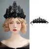 Party Supplies Black Witch Headband Devil Death Flowers Head Crown Headwear Tiara Headdress Halloween Ball Accessories for Female