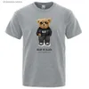 Męskie koszulki Teddy Bear in Black, czyli moje szczęśliwe odzież Mężczyźni Wysokiej jakości T-shirt Summer Cotton T-shirts Hip Hop Street Lose Tops T240202