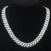 Стерлинговое серебро 925 пробы, ювелирные изделия в стиле хип-хоп, 10 мм, 14 мм, 18-каратное золото Iced Out Vvs, муассанит Майами, кубинское звено, ожерелье-цепочка