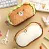 Pencil Bag Cute Large Capacity Storage School Supplies Kawaii Plush Hamburger Dog Case Student Stationery