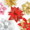 Flores decorativas 10/5 pçs 14cm glitter artificial enfeites de árvore de natal feliz decorações para casa presente de ano navidad