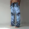 Męskie spodnie wiosna jesień moda prosta spodnie Elastyczne sznurka przednie kieszonkową czaszkę graficzną grafikę komfort miękki