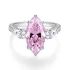 Anelli a grappolo 925 Sterling in argento taglio rosa zaffiro ad alto diamante di carbonio ghiew gioielleria fine anello femminile all'ingrosso