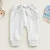 Byxor Baby Boys Casual Spring Fall Pants Spädbarn Sweatpants Elastic midja dragskon med fast harem med fickor