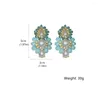 Boucles d'oreilles pendantes FYUAN Style Vintage fleur perle goutte pour femmes bleu cristal dames bijoux accessoires