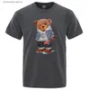 Men's T-Shirts Street Baseball Teddy Bear Boy T-Shirt Man Loose Oversize T-Shirt Loose Breathable Summer Top Fashion Casual Cotton Tee Clothes T240202