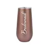 Water Bottles Wedding Logo 6oz Wine Tumbler Champagne Beer With Lid Stainless Steel Cup Thermos Insulated Mug Flute Bridesmaid Gifts