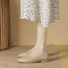 Chaussures de robe carrées épaisses avec grand-mère femmes 2024 tempérament d'été et d'automne peau douce plis doux plat