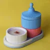 Craft Tools Round Striped Storage Box Silicone Mold DIY Handmade Cement Gypsum Epoxy Resin Flowerpot Candle Jar Mould Home Decoration