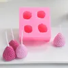 Hantverksverktyg 3D Frukt Strawberry Silicone Mold Fondant Molds Soap Candle Mini Wax Smältes bär Choklad godis Mögel