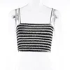 Tanks Femmes Sexy Noir Et Blanc Rayé Crop Tops Femmes Dos Nu Printemps Débardeur Sans Manches Corset Camisole Féminine Recadrée Streetwear