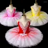 Bühnenkleidung Ballerina Fairy Prom Party Kostüm Kinder Blau Pailletten Blumenkleid Mädchen Tanz Gymnastik Ballett Trikot Tutu