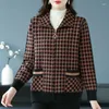 Kvinnorjackor Spring Autumn Casual Jacket Women 2024 Loose Lapel Plaid Coat Fleece Warm Outterwear Fashion Pocket Tops Overcoat Female