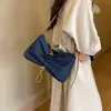 Shoulder Bags Popular bag for women 2023 new trendy denim single shoulder underarm bag autumn pleated fashion crossbody bagH2422