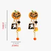 Orecchini pendenti Zucca di Halloween Orecchino a goccia per le donne Gocciolamento di olio Strass Fantasma Nappe Gioielli punk Accessori Praty