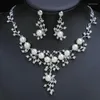Halskette Ohrringe Set Mode Perlen für Bräute Hochzeit Party Frauen Festival Strass Anhänger Halsband Luxus Geschenke