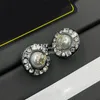 Vintage Stud Earrings Silver Plated Designers Earring Letters Rhinestones Jewelry Stud Wedding Gift With Box