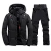 Hiver hommes Ski costume neige doudoune et pantalon pour hommes chaud imperméable coupe-vent Ski et snowboard costumes mâle vers le bas manteau 240124