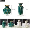 Vases European Dark Green Ceramic Vase Electroplating Golden Living Room Porch Flower Arrangement Crafts Home Decoration