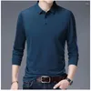 Men's Polos Spring And Autumn Solid Color Pullover Collar Button Polo Loose Fit Long Sleeve T-shirt Fashion Cosmetic Casual Tops