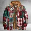 Herrjackor män retro vintage vår vinter lång ärm plädskjorta jacka för kontrollerad kappa överrock huva ficka