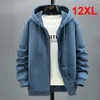 Plus Size 10XL 12XL Hoodie Heren Herfst Winter Fleece Hoodies Effen Kleur Jas Hoodies Big Size 12XL Blauw Zwart Rood grijs 240202