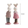 2x Easter Par Bunny Figurines Decoration Cartoon Cute Creative Ornament för Office Table Porch Cabinet Balcony 240131