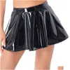 Jupes Jupe en latex pour femmes pour Rave Party Club Dance Stage Performance Costume Clubwear Femme Wetlook Cuir Verni Évasé Mini Drop DH78S