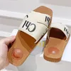 Designer Woody Womens Sandals Mules Cross Cloth Slippers Beige White Black Pink Light Tan Lace Lettering Fabric Canvas Slippers Summer Outdoor Beach Slipper