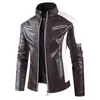 Hommes col montant moto vestes en cuir Slim Fit PU manteaux en cuir qualité mode mâle automne vestes en cuir décontractées 5XL 240125