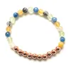 MG2037 Novo Design 6 MM Azul Kyanite Prehnite Preto Rutilo Quartzo Amarelo Cristal Pulseira Mulheres Cooper Beads Yoga Pulso Mala