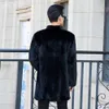 V Designer Neck Long Daopao Mens Mink Fur Coat Hela Casual Fashion Trend 2DZG