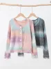 Frauen Strick Koreanische Quaste Pullover Strickjacke Frauen Harajuku Oansatz Lose Kurzen Mantel 2024 Herbst Tie Dye Weibliche Süße Gestrickte Jacke