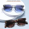 Zonnebril FEISHINI Retro Dames Ovale Tiny Mode Roze Gradiënt Brillen Trending Holle Luipaard Blauwe Zonnebril Heren Schaduw