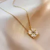 Women designer necklaces four leaf clover necklace mother of pearl diamond pendants stainless steel chain plated gold choker necklace High Quality Jewelry