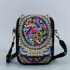 Bolsa feminina vintage estilo nacional chinês, bolsa de ombro étnica bordada boho hippie com borla mensageiro195o