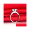 حلقات الكتلة 3CT Round Cut Solitaire خاتم الخطوبة للنساء 925 الجنيه الاسترليني Sier رائع تسليم إسقاط الإناث dhuk8