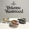Designer de joias de luxo VivienenWestwoods Satélite Viviane Westwood novidadesImperatriz ocidental viúva três anéis anel esmaltado feminino fada vento saturno três