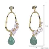 Boucles d'oreilles pendantes Grace, goutte d'eau de haute qualité, pierre d'agate, bijoux cadeaux, breloque plaquée or 18 carats, perle baroque tissée à la main