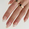 Kunstnagels 24 stuks Nageltips Wit lint Nepnagels DIY Lange amandel Frans Eenvoudig