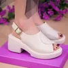 Geklede Schoenen Leer Zwarte Sandalen Voor Vrouw Platform Schoeisel Zomer 2024 Gespen Hakken Hoge Hakken Damespumps Antislip H F