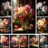 Dipinti Fiori di peonia Dipingi fai da te con i numeri Pacchetto Colori ad olio 50 70 Dipinto su tela Decorazione domestica per bambini Artigianato Arte della parete