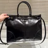 Alta qualidade preto branco sacola designer de couro grandes totes sacos para mulher compras bolsas de luxo alça sólida bolsa feminina bolsas de embreagem saco de férias