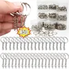 Keychains 50pcs Metal Blank Keyring Keychain Split Rings DIY Keyfob Key Lobster Clasp Pendant Chains Buckles Carabiner