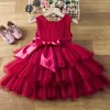 Girl's Dresses Girl Lace Flower Dress 2-6 Yrs Kids Christmas Layered Costume Toddler Girls Evening Party Dresses Baby Gala Bow Princess Clothes