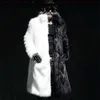 Czarno -biały patchwork męski płaszcz futra Zimowa projektant ciepły Modny wełniany wiatrówki QX40