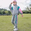 Kläder sätter flickas basebolldräkt Set Spring and Autumn Clothes Kid's Fashion Splicing Zipper Tops Sports Pants 2 Piece 3-15Y