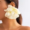 Brincos exagerados grandes tecidos fofos flores tecidos de seda vermelha para mulheres elegantes brincos de pétalas joias acessórios de casamento