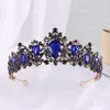 Clipes de cabelo Diezi vintage barroco azul cristal tiara coroa para mulheres gilrs presente festa de casamento rainha nupcial jóias acessórios